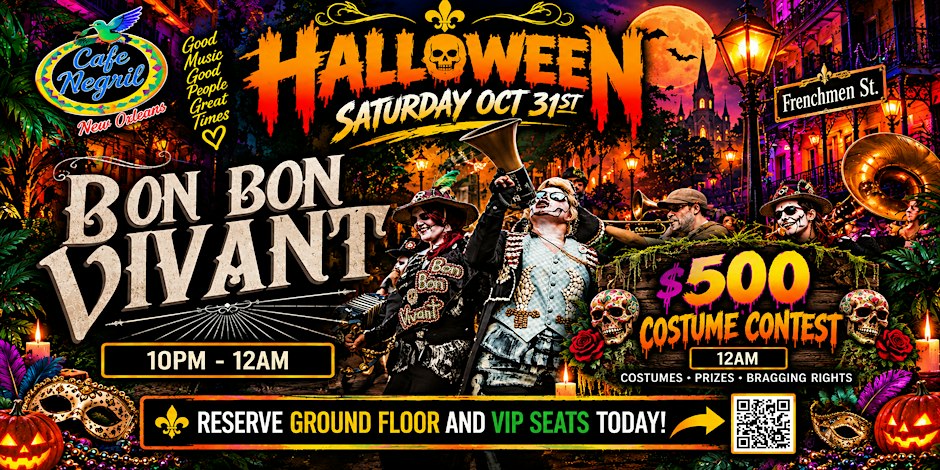 Halloween Night on Frenchmen St with Bon Bon Vivant + $500 Costume Contest!