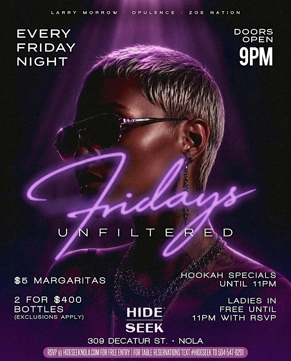 Fridays UNFILTERED | Every Friday Night @ HIDE/SEEK